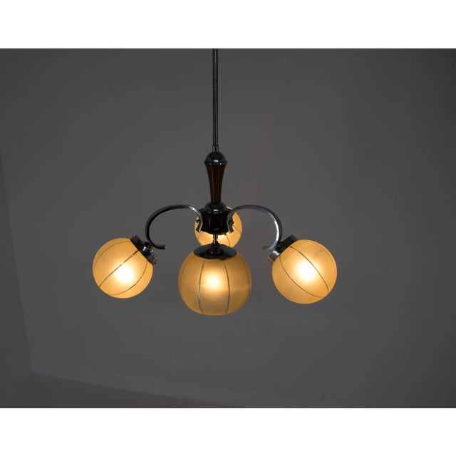 Silver Art Deco Chrome-Plated Chandelier, 1940s For Sale - Image 8 of 15