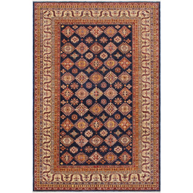 Blue Rustic Super Kazak Blue/Beige Wool Rug - 8'10'' X 12'0'' For Sale - Image 8 of 10