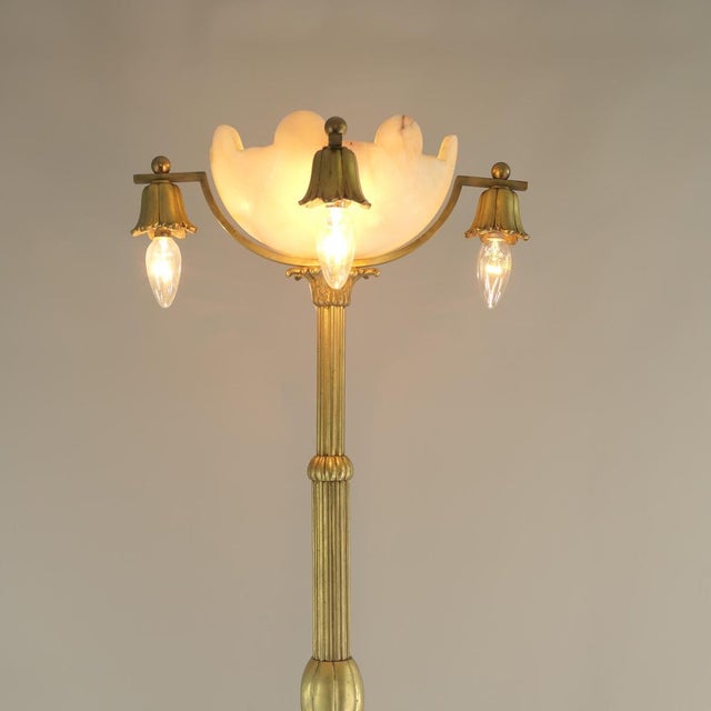 Large Foyer Floor Lamp in Wood and Bronze, Budapest, 1900s For Sale - Image 18 of 18