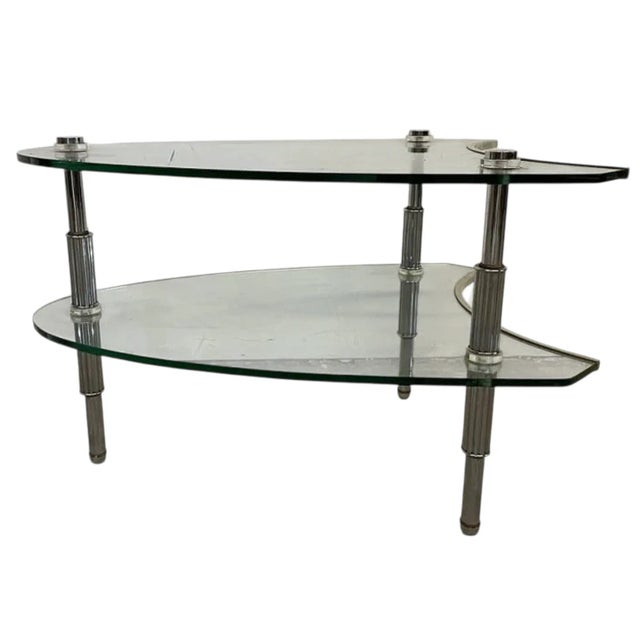 Vintage Industrial Chic Two Tier Italian Boomerang Side Table 1 of 2 Available.