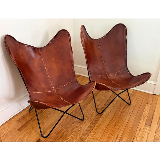 Pair of 1960s Argentine Import Leather Butterfly Chairs, After Jorge Ferrari-Hardoy for Knoll For Sale - Image 17 of 17