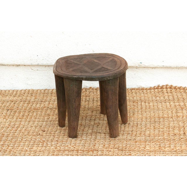 African Vintage Carved Nupe Side Table For Sale - Image 3 of 7