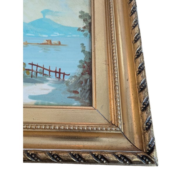 1950s Mid-Century Italian Landscape, Ceramic Tile Painting, Framed For Sale - Image 4 of 10