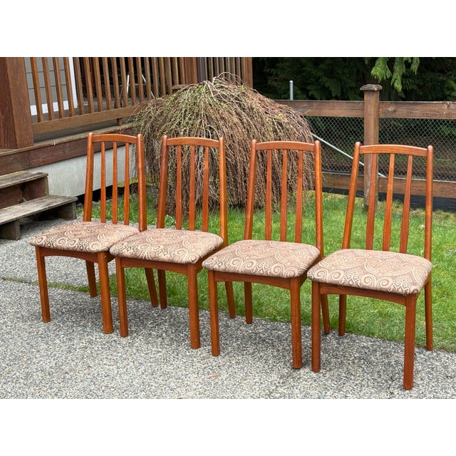 Mid-Century Modern 1980s Koda Woodcraft Danish Modern Teak Slat Back Side Dining Chairs -4 For Sale - Image 3 of 8