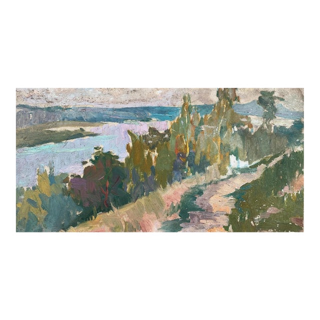 Vintage Impressionist Spring Landscape Oil Painting, Ukrainian Art, 1960s 21-41 For Sale