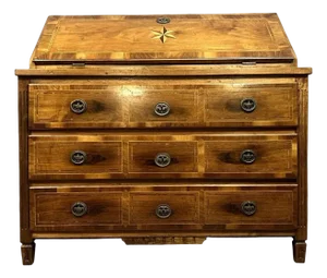 Louis XVI Chest of Drawers in Burr Walnut with Marquetry Decoration