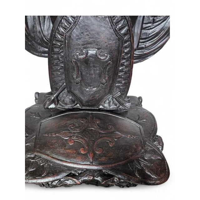 Black Carved Ebonised Wood Grand Tour Military Trophy Chair, 1860 For Sale - Image 8 of 12