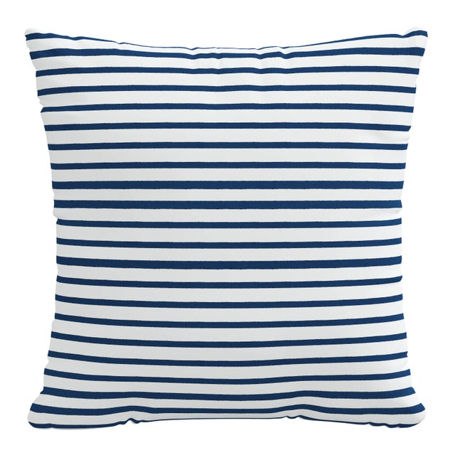Not Yet Made - Made To Order 22" Indoor/Outdoor Pillow in Navy Nautical Stripe For Sale - Image 5 of 5
