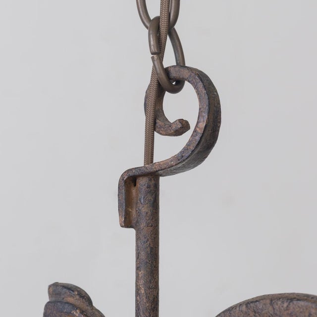 1950s Wrought Iron Rooster Chandelier by Jean Touret for Atelier Marolles For Sale - Image 12 of 14