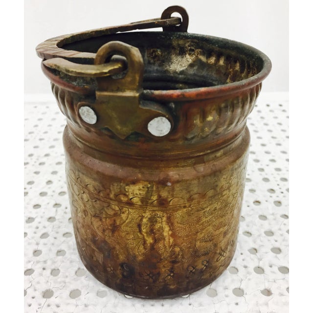 Antique Hammered Copper Bucket For Sale - Image 4 of 6