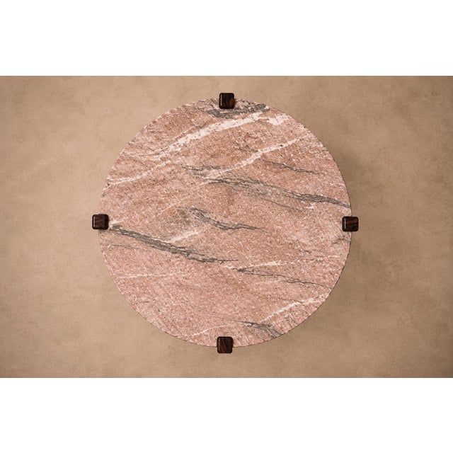 Mid-Century Modern Brazilian Modern Coffee Table in Rosewood & Pink Granite, Fátima, 1960s For Sale - Image 3 of 14