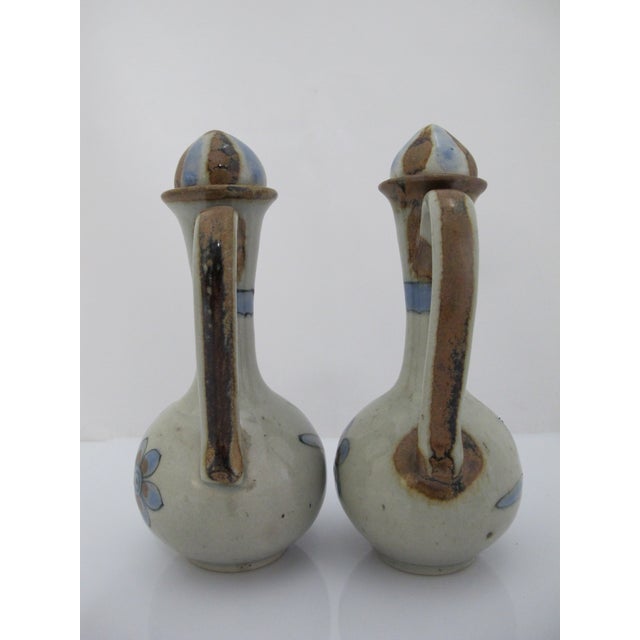 Ken Edwards El Palomar Blue Bird Mexican Tonala Folk Art Oil & Vinegar Cruets For Sale - Image 4 of 13