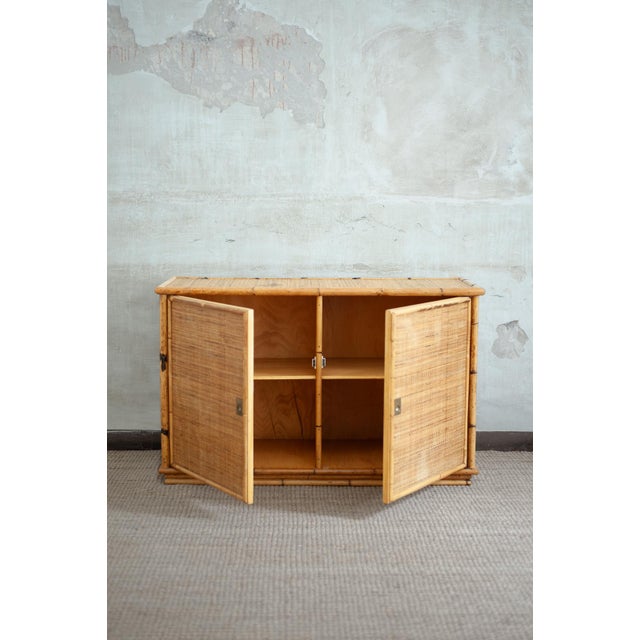 1970s Bamboo and Rush Fabric Sideboard by Dal Vera, 1970s For Sale - Image 5 of 8