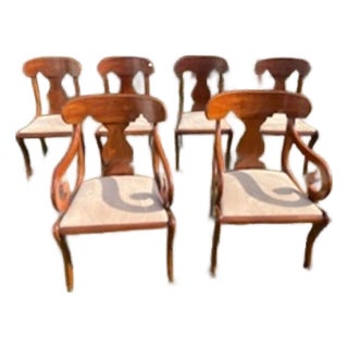 Set of 6 Mid 20th Century Regency Solid Cherry Dining Chairs Attributed to Henkel Harris For Sale