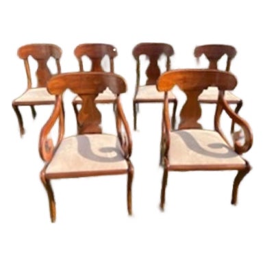 Set of 6 Mid 20th Century Regency Solid Cherry Dining Chairs Attributed to Henkel Harris For Sale