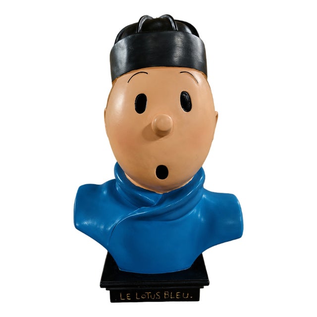 The Blue Lotus Bust of Tintin, 1990s For Sale