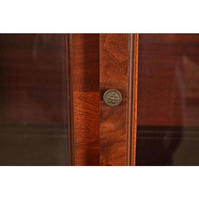 Romweber Antique Georgian Flame Mahogany Breakfront Bookcase Cabinet, Circa 1920s For Sale In South Bend - Image 6 of 13
