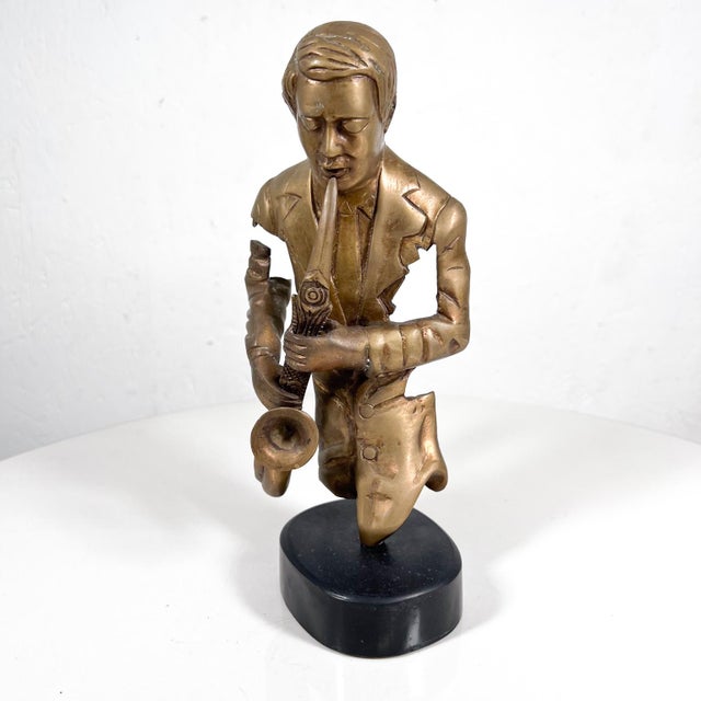 Modern Vintage Jazz Player Saxaphone Musician Sculpture Figurine For Sale - Image 3 of 13