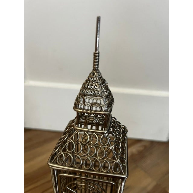 1980s 1980s Silver-Toned Metal Wire Model of London's Big Ben Clock Tower For Sale - Image 5 of 9