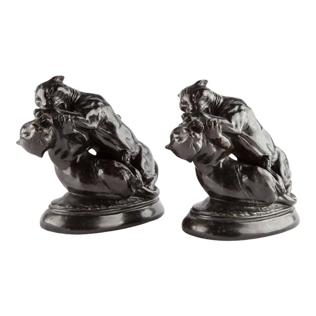 Kronheim and Oldenbusch Fighting Mountain Lion Bookends For Sale