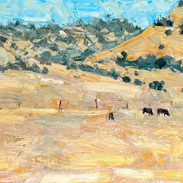 Taking Care of Business by Clyde Steadman | Oil on panel Landscape with cattle and a truck. For Sale - Image 4 of 4