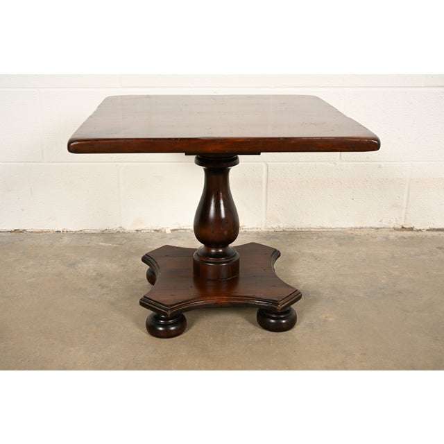 Ethan Allen Rustic European Solid Pine Pedestal Side Table or Cocktail Table, Circa 1970s For Sale - Image 11 of 13
