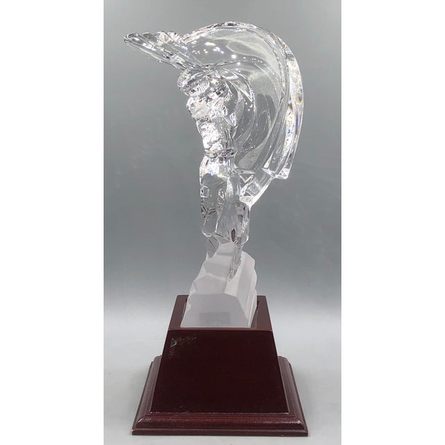 Crystal Glass Golfer on Wooden Base from Sevres France, Set of 2 For Sale - Image 4 of 18