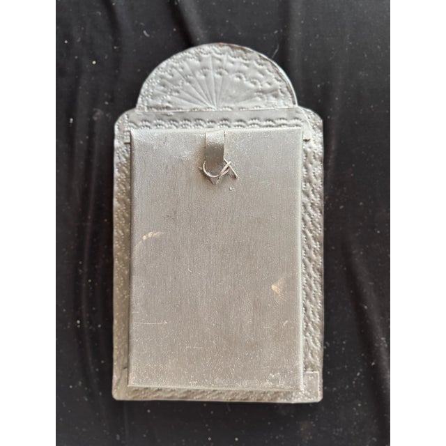 Mexican Devotional Nicho With Black Arched Pressed Tin Frame For Sale - Image 4 of 4