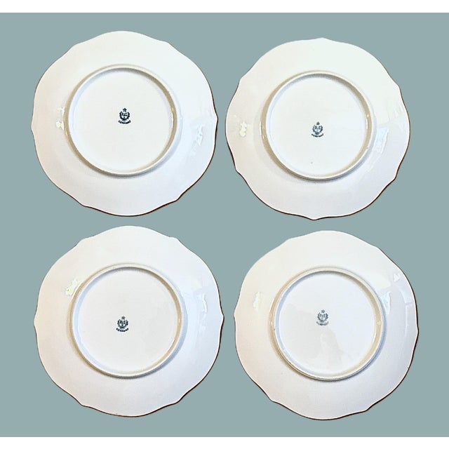 Metal Antique German Porcelain Plates - Set of 4 For Sale - Image 7 of 8
