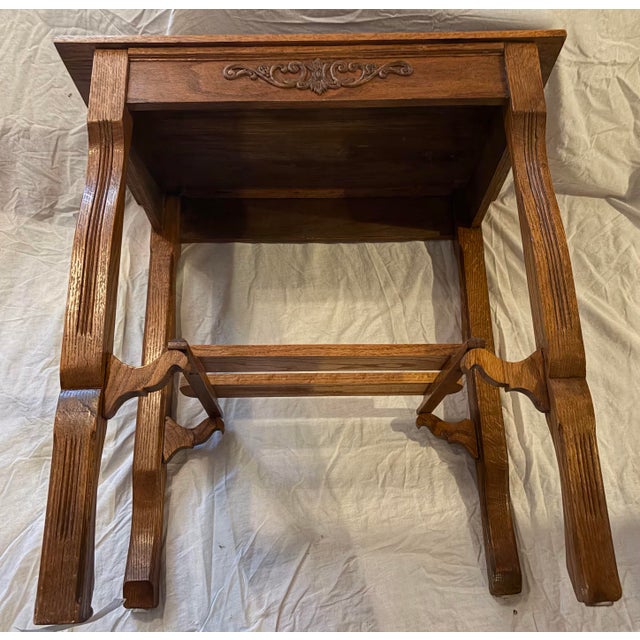 Chocolate Antique 1900’s Oak Library Desk-Table For Sale - Image 8 of 10