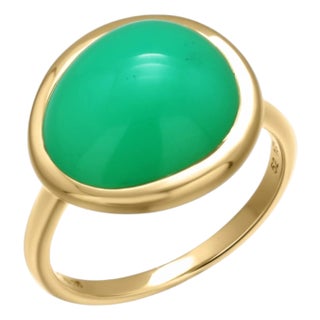 Fred Paris 18k Yellow Gold Chrysoprase Vintage Ring, Size 6 For Sale