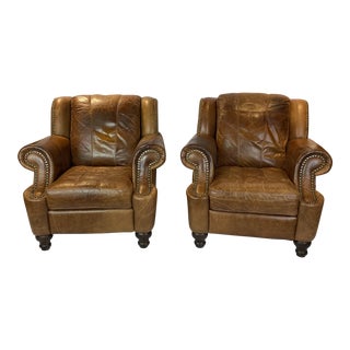 English Leather Club Chairs - a Pair For Sale