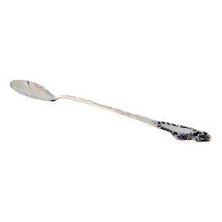 Silver Soda Spoon with Cut-Out Shell and Wavy Handle For Sale