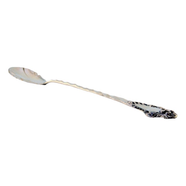 Silver Soda Spoon with Cut-Out Shell and Wavy Handle For Sale