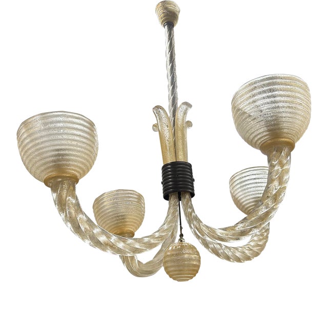 1940s Murano Glass Chandelier Attributed to Barovier For Sale