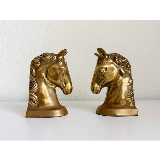 Mid 20th Century Brass Horse Head Bookends- a Pair For Sale In Sacramento - Image 6 of 9