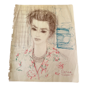 1955 Dimitrie Berea Ink and Marker Sketch of a Woman by a Window in Cannes, France