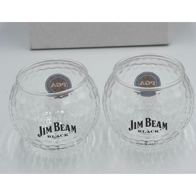 2016 Pga Jim Beam Golf Ball Shaped Old Fashioned Whiskey Glass - 2pc For Sale - Image 4 of 6