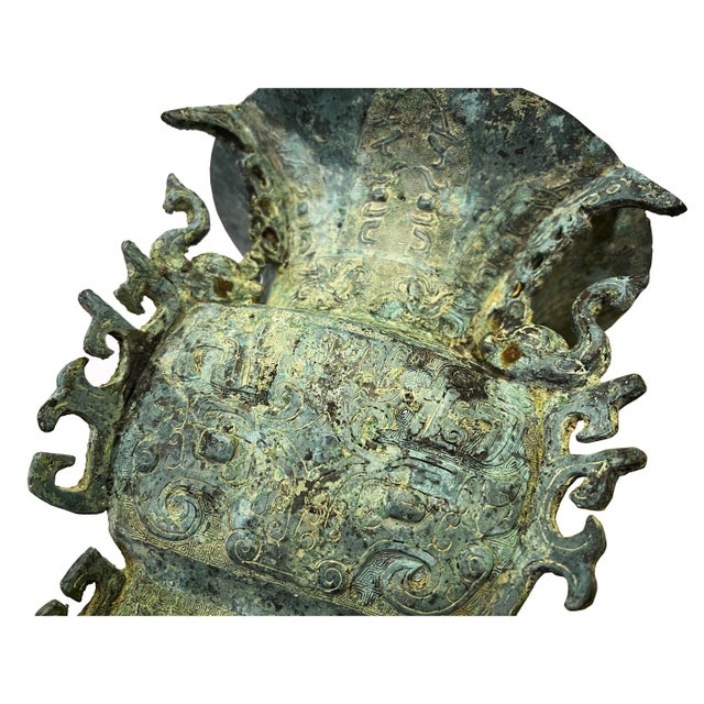 Vintage Look Chinese Green Gray Ancient Ding Shape Holder Display For Sale In San Francisco - Image 6 of 8