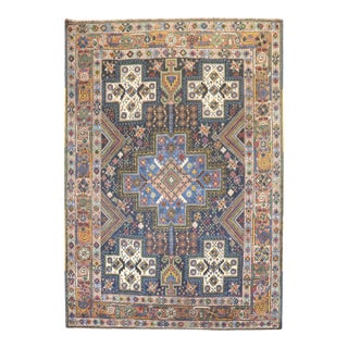 Vintage Navy Persian Square Accent Rug - 5'2" x 6'2" For Sale
