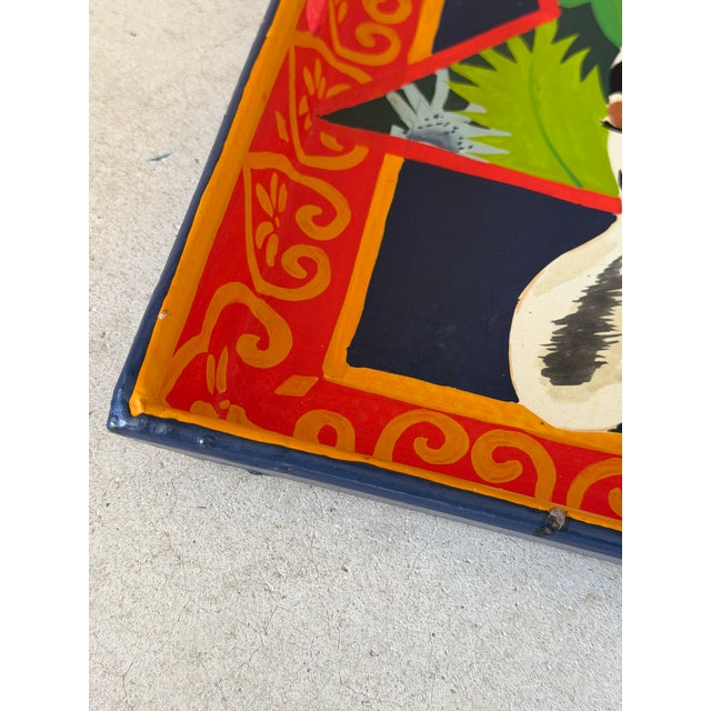 Vintage Hand-Painted Papier-Mâché Zebra Decorative Tray From the Mole Hole For Sale - Image 4 of 12