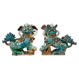 Chinese Ceramic Buddhistic Lions - a Pair For Sale
