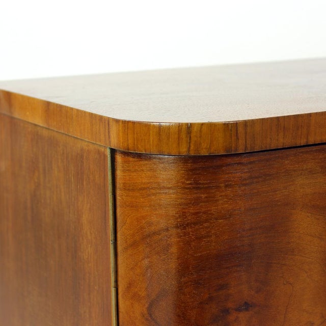 Vintage Art Deco Bedside Tables in Walnut Veneer, Czechoslovakia, 1930s, Set of 2 For Sale - Image 16 of 18