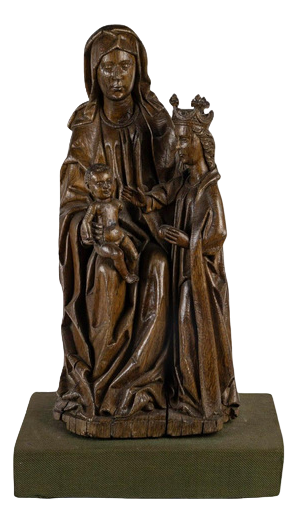 Antique Oak Sculpture of Saint Anne