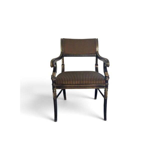 An elegant vintage armchair by Shelby Williams Industries, crafted in the United States in the English Regency tradition....