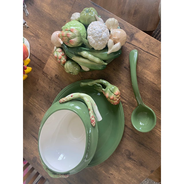 1960s Fitz and Floyd Giardino Faience Tureen Ladle and Platter Signature Series Limited Edition of 1200 For Sale - Image 10 of 17