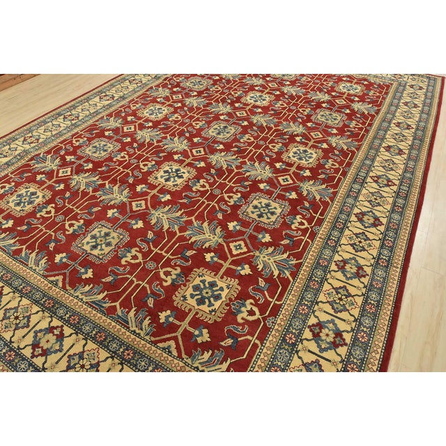 Farmhouse Kazak Rug 10′ X 14’5” Red Wool Traditional Hand-Knotted Oriental Carpet For Sale - Image 3 of 15