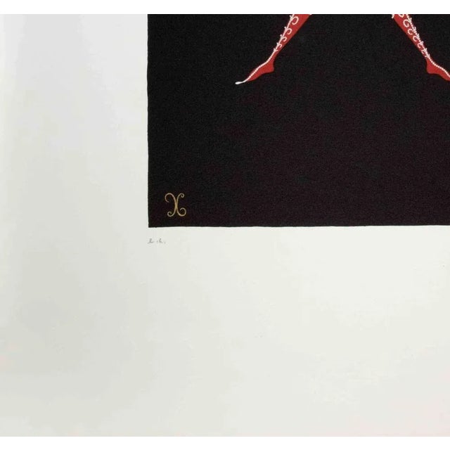 Modern Erté, Letter X, 1970s, Lithograph For Sale - Image 3 of 4