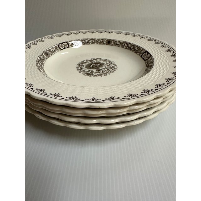 Antique 19th Century Minton England 9.5" Diameter Soup Bowls Ribbed "Ganges" Pattern - Set of Five(5) For Sale - Image 10 of 18