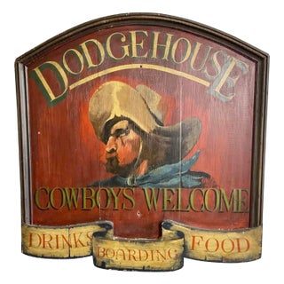 Vintage 1960s Hand Painted "Dodgehouse" Tavern Trade Sign For Sale